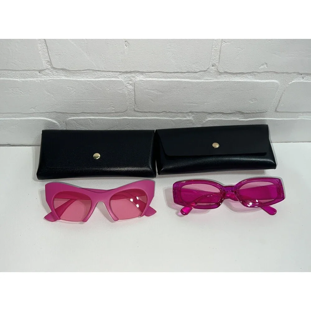 NEW Super Cute Lot Of Two Sunglasses Pink Bright Colorful Shades see photos
